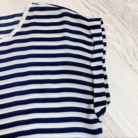 A.N.A. Sheer Navy Striped Blouse - Picture 4 of 7